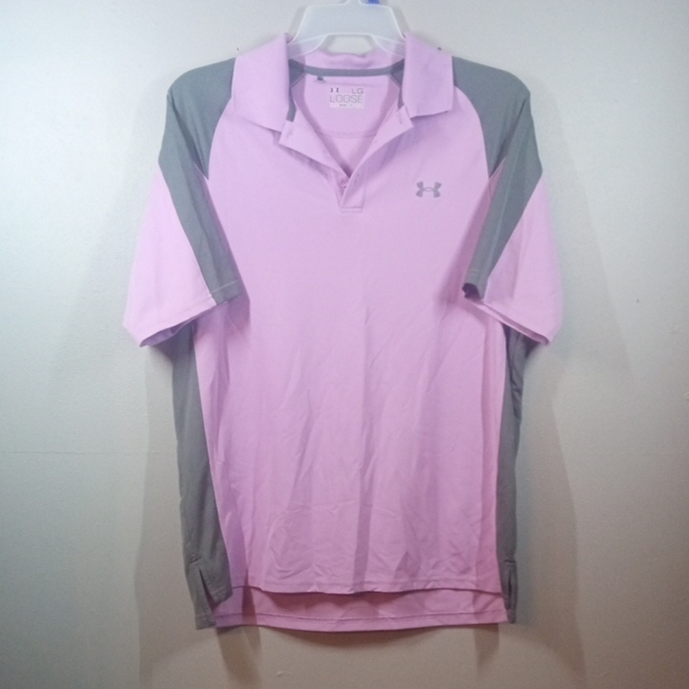 Under Armour Men's Polo in Purple and Gray Shirt Size Large